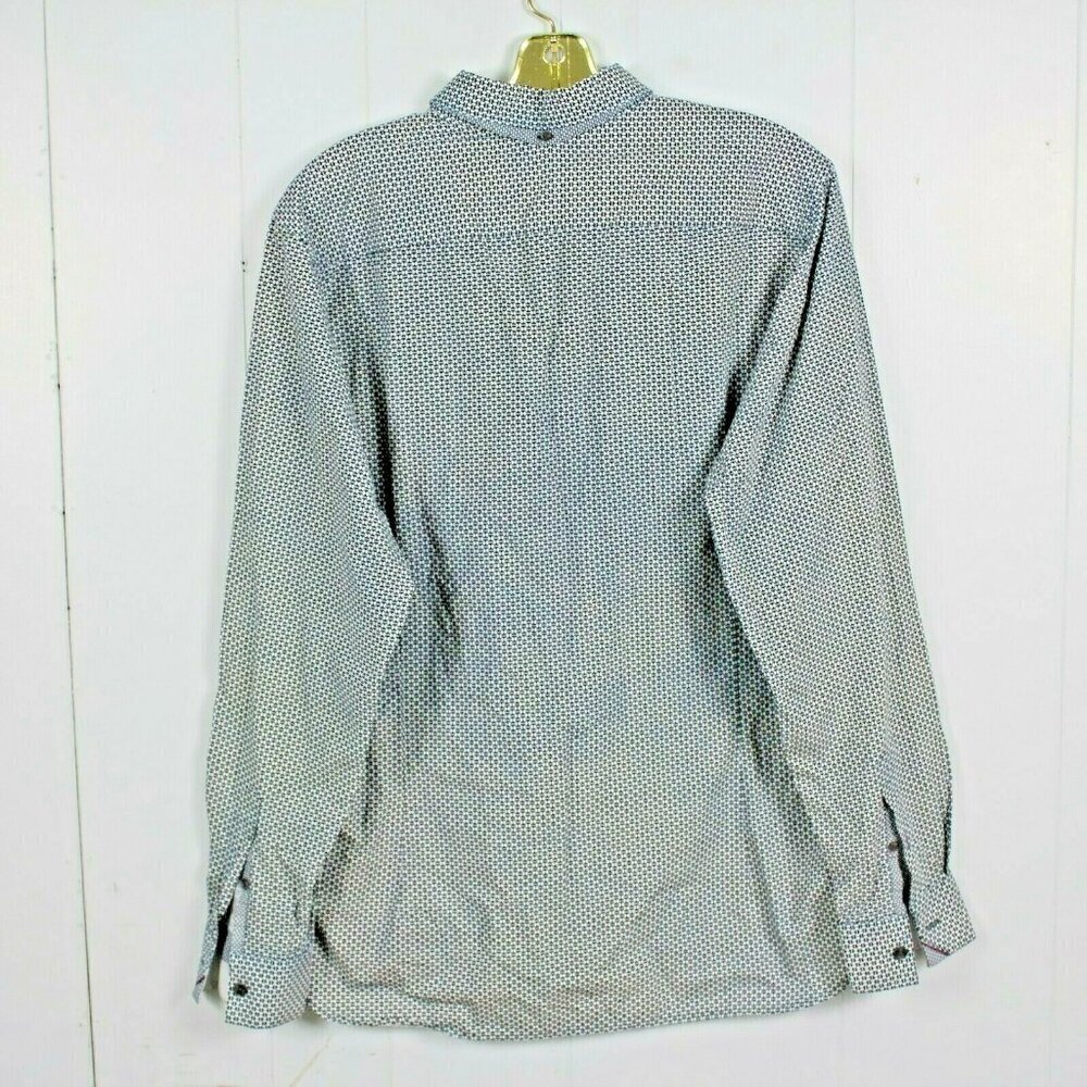 Ted Baker Button Down Shirt Mens Size 5 US XL Blue Geometric Print Long Sleeved - Picture 3 of 4
